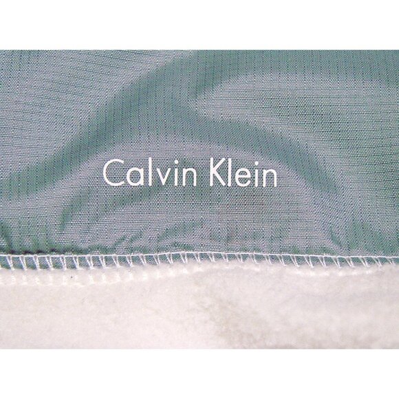 Calvin Klein 1/4 Zip Fleece & Nylon Trim Jacket Coat Pullover Ivory Gray Sz XL - Picture 8 of 11